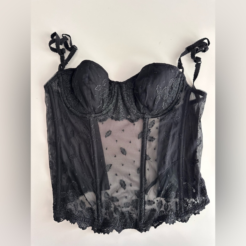 La perla vintage Elegant Black Lace Bustier - Picture 3 of 11